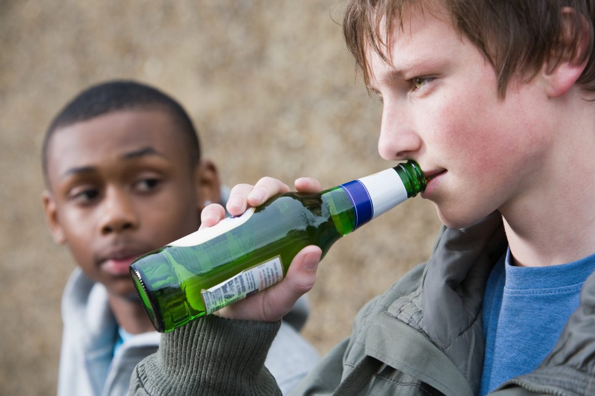 Teenagers drinking beer